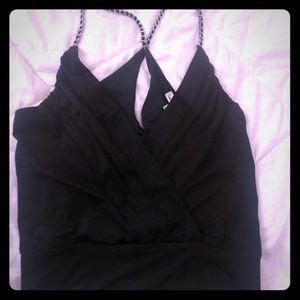 Double Zero - Black Crop Top with chain detail